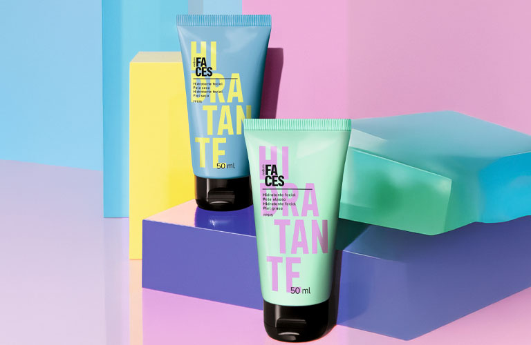 Hidratante Facial Piel Normal a Seca Faces sobre un tono unicolor